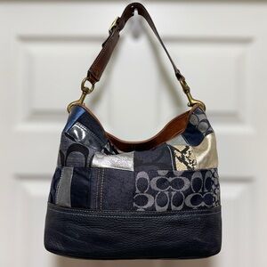 Coach Denim Patchwork Hobo Bag | Style B063-1000 | Blue/Navy Mix ✨